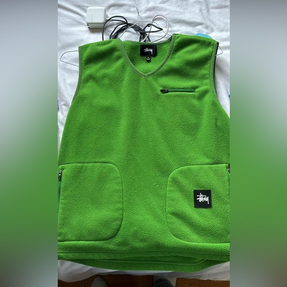 Stussy Tempo Layer Vest Clay Fleece Womens Top M Green - Picture 1 of 1